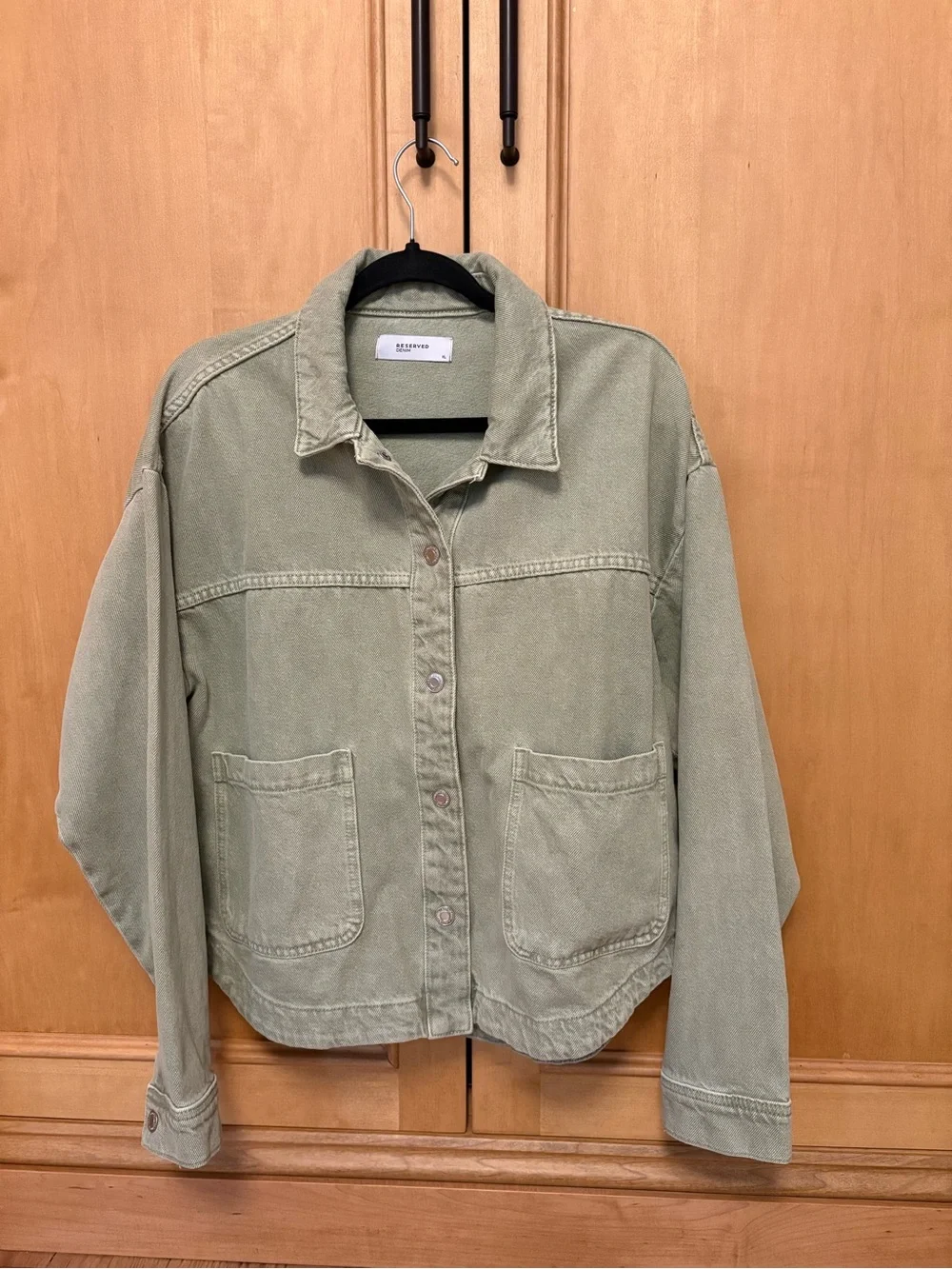 Reserved Light Olive Green Denim Jacket